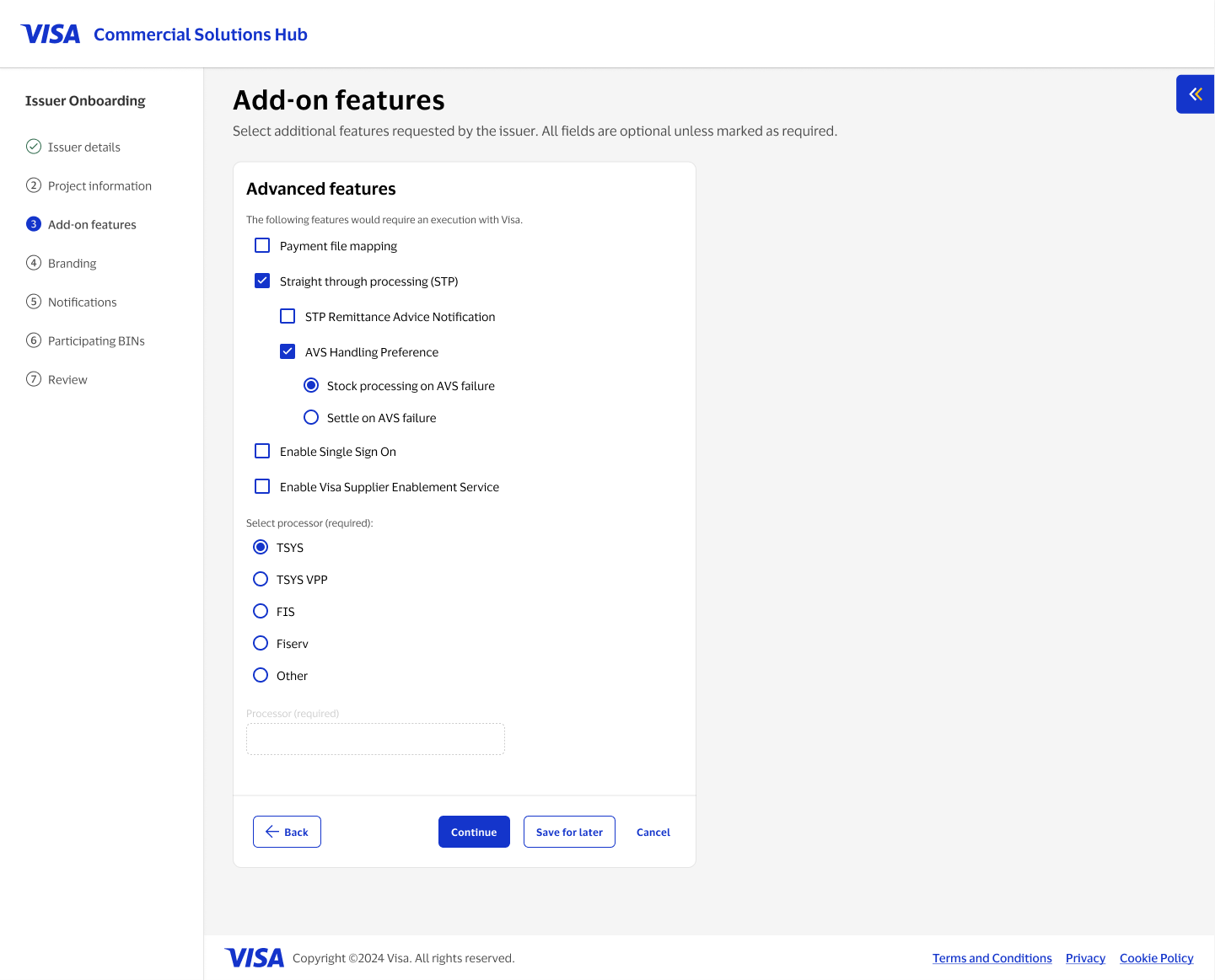 Add-on features with nested conditional options